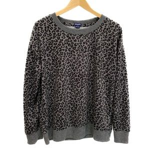 Splendid Leopard Sweatshirt Womens Size M Grey & Black Long Sleeve Crewneck